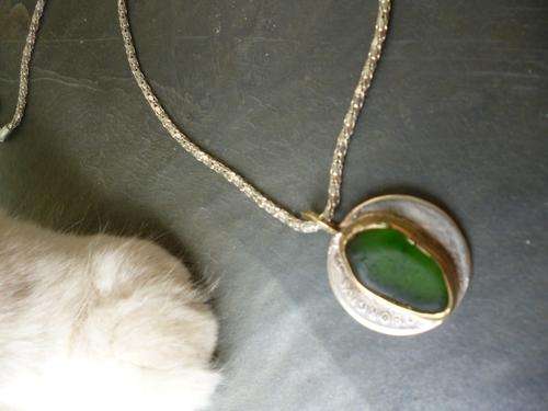 NEW Solid Silver Bezel Pendant  Genuine Green Sea Glass. .
